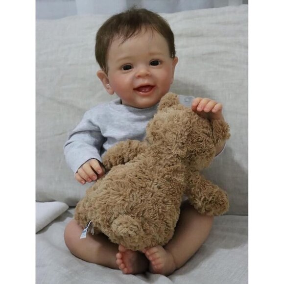 🆕20 Inch Boy Weighted Cloth Body Soft Silicone Vinyl Newborn Reborn Baby Doll - Picture 3 of 8